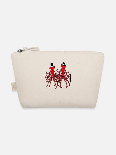 2 Kraken Mr. Sir Hat Monocle Glasses Rich Friends - Organic Pouch - nature - Front