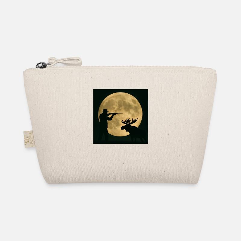 Hunter and moose in full moon Organic Pouch