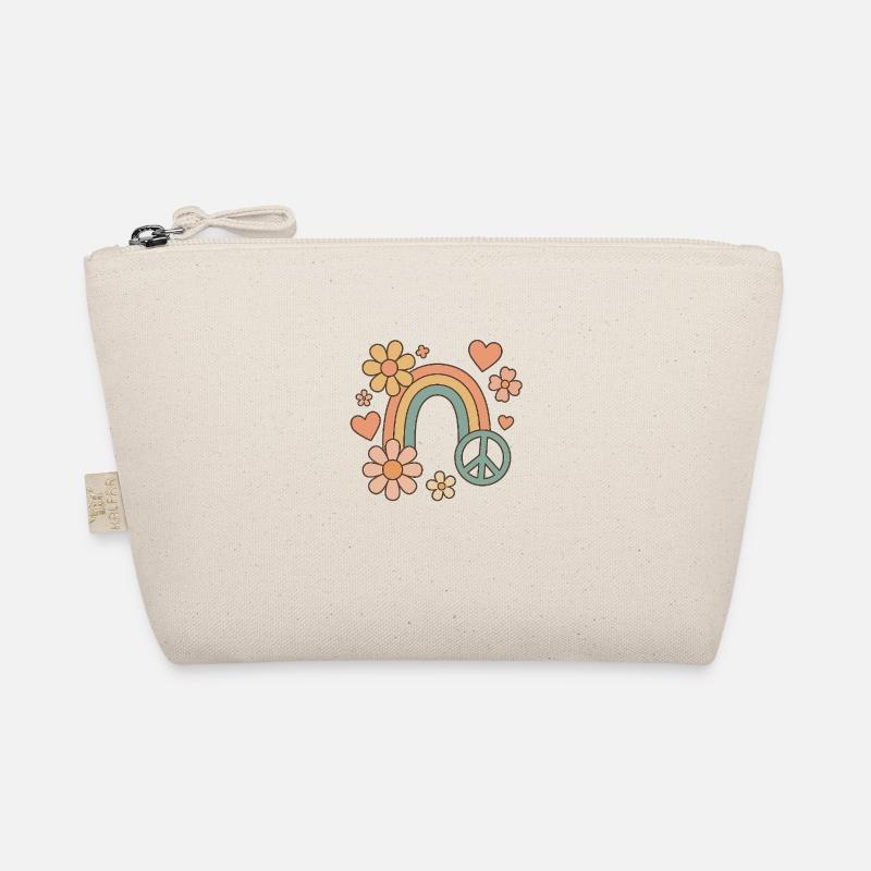 Retro Rainbow Peace – 70s Vibes Bio-Täschchen