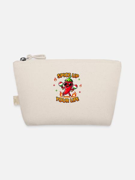 Spice Up Your Life – Kawaii Chili Mascot Funny Pun - Organic Pouch - nature - Front