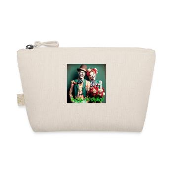 Happy Birthday Clowns Couple Congratulating Flowers - Organic Pouch - nature - Front