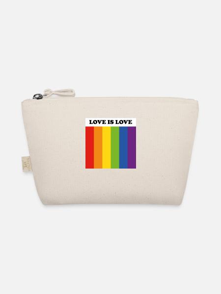 LOVE IS LOVE LGBT-Flagge - Bio-Täschchen - Natur - Vorne