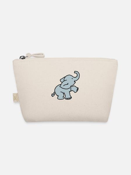 Happy Elephant (2 colors) - Organic Pouch - nature - Front