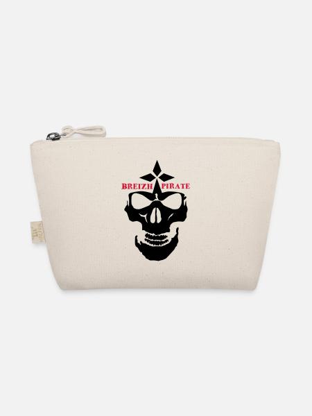 breizh pirate skull and crossbones ermine - Organic Pouch - nature - Front