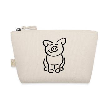 Cute sitting piggy looks friendly - Organic Pouch - nature - Front