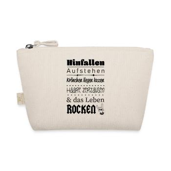 Aufstehen und das Leben ROCKEN :) - Bio-Täschchen - Natur - Vorne
