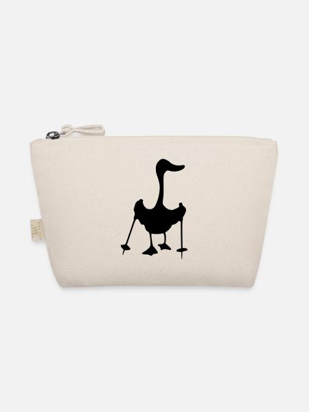 Nordic Walking Stockente Silhoutte lustig Geschenk - Bio-Täschchen - Natur - Vorne