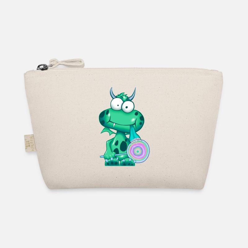 Grünes Monster mit Lolli - Bio-Täschchen - Natur