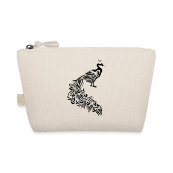 decorative bird silhouette outline shadow peacock fawn - Organic Pouch - nature - Front