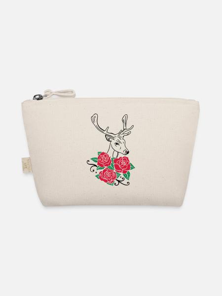 Deer Deer Antlers Roses October-Fest - Organic Pouch - nature - Front