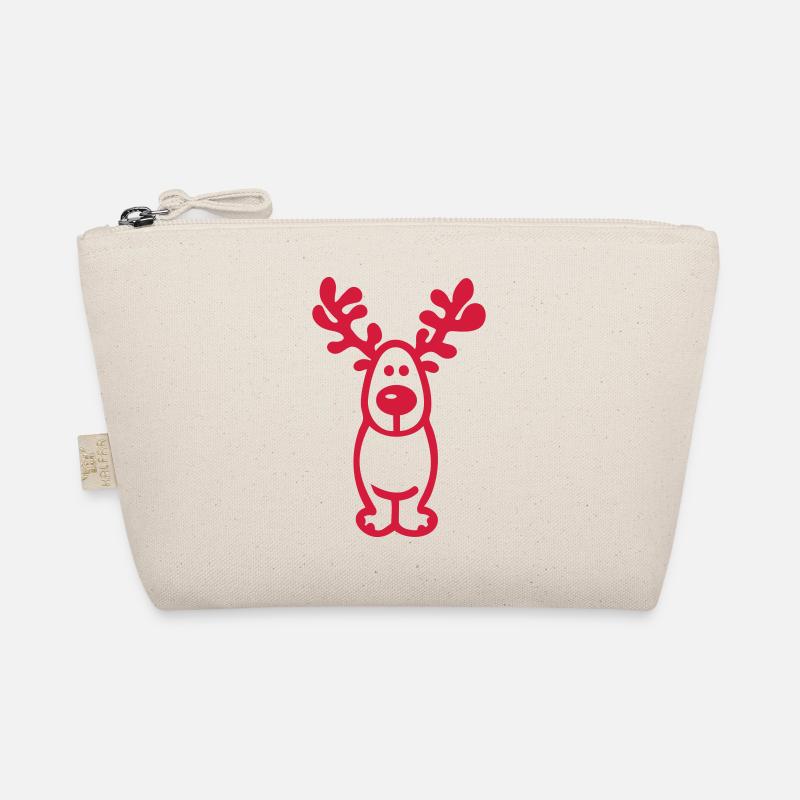 Weihnachten - Elch Zeichnung - Bio-Täschchen - Natur