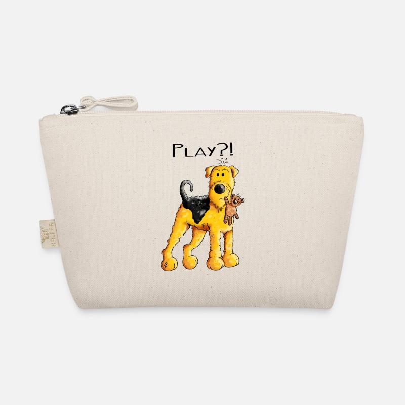 Play Airedale Terrier mit Teddy - Comic - Fun Bio-Täschchen