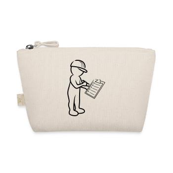 Male with helmet and checklist at construction site - Organic Pouch - nature - Front