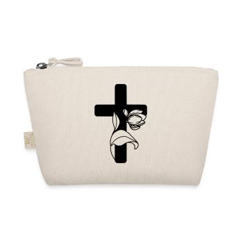 Beautiful cross with a flower - Organic Pouch - nature - Front