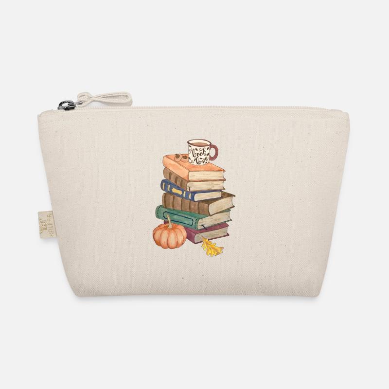 Bücher Liebe Bücherstapel herbstlich hygge lesen - Bio-Täschchen - Natur