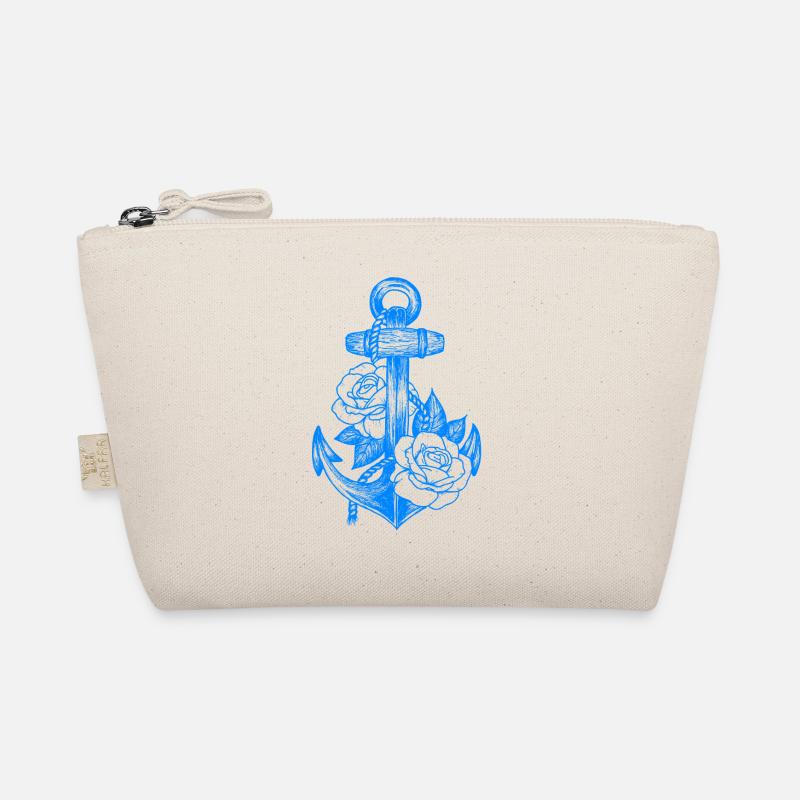 Anker und Rosen (hellblau) Bio-Täschchen