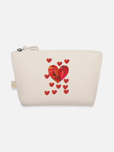 Geometric heart pattern in warm red - Organic Pouch - nature - Front