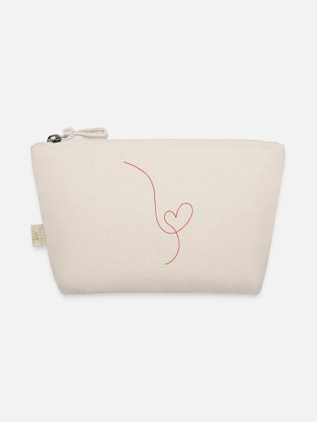 Red heart line drawing - Organic Pouch - nature - Front