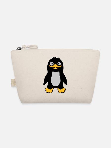 Lustiger ulkiger Pinguin grinst - Bio-Täschchen - Natur - Vorne