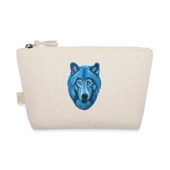 epic wolf wolf head with blue fur - Organic Pouch - nature - Front