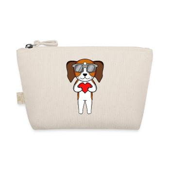 Beagle mit Sonnenbrille und Herz - Bio-Täschchen - Natur - Vorne