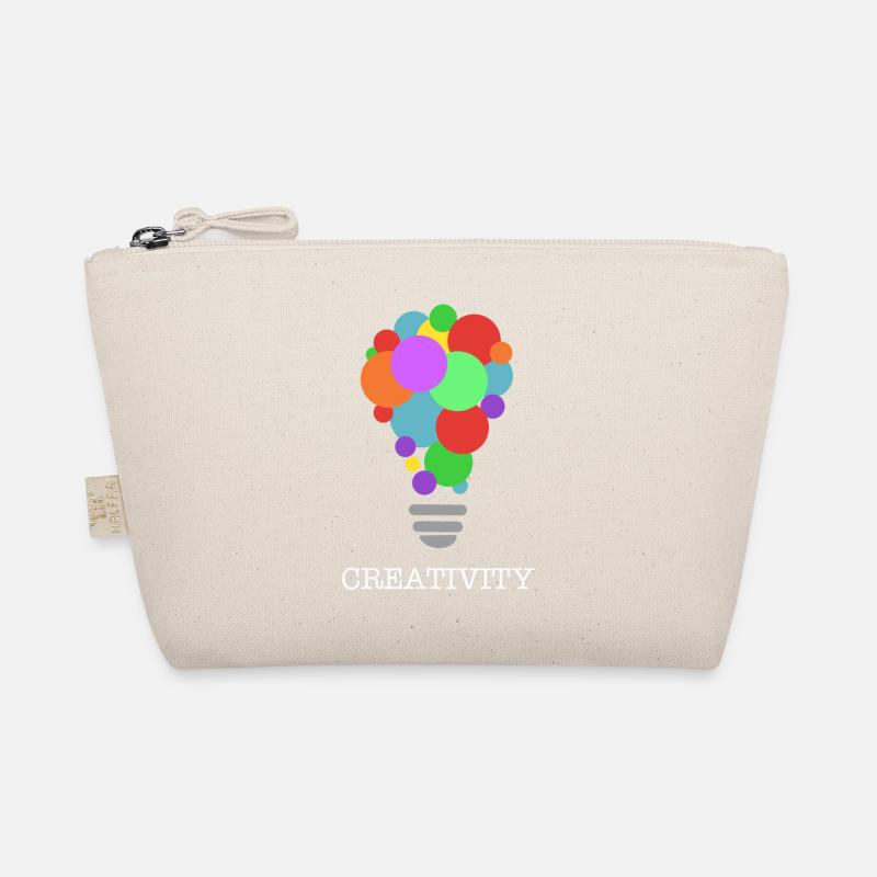 CREATIVITY lightbulb with white print - Bio-Täschchen - Natur