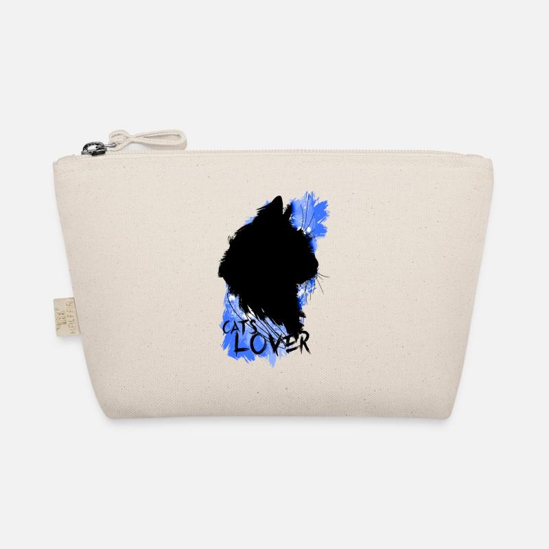 Cat lovers black blue paint - Organic Pouch - nature