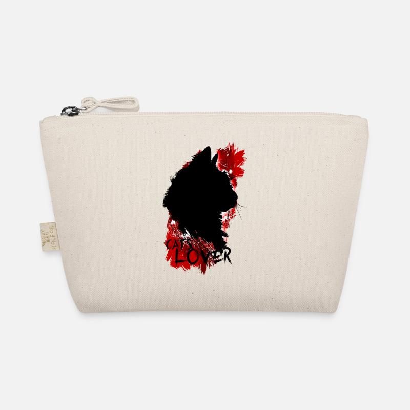Cat lovers black red paint Organic Pouch