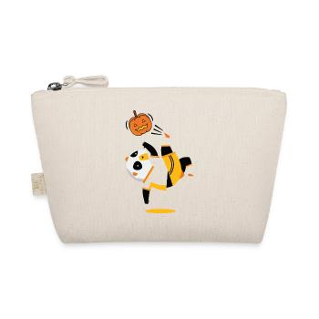 Funny Halloween Football Panda Gift Idea - Organic Pouch - nature - Front