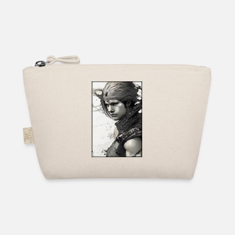 Guerrier Femme Épée Vintage Noir Blanc Trousse biologique