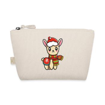Baby Alpaka Weihnachtsmann Weihnachten Geschenk - Bio-Täschchen - Natur - Vorne