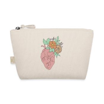 anatomisches Herz mit Blumen, Outline weiß - Bio-Täschchen - Natur - Vorne