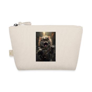 Katze Heavy Metal Sänger Rock Cool Gitarre Musik - Bio-Täschchen - Natur - Vorne