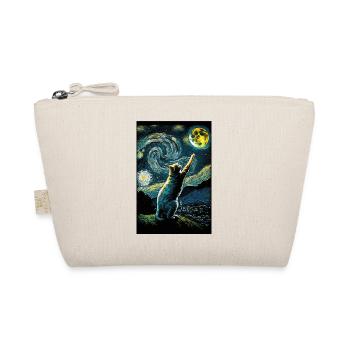 Cat Van Gogh Style Moon Stars at Night - Organic Pouch - nature - Front