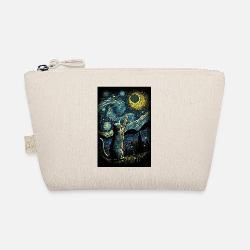 Chat Van Gogh Style Lune Étoiles Nuit Kitty Trousse biologique