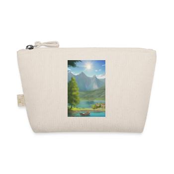 Landscape with lake, boat and mountains - Organic Pouch - nature - Front