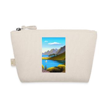 Landscape with lake, boat and mountains - Organic Pouch - nature - Front