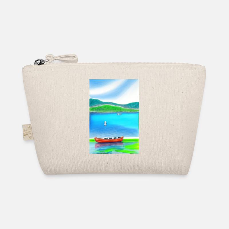 Landschaft mit See, Boot und Berge Bio-Täschchen