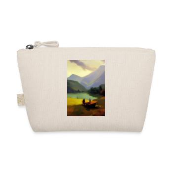Landscape with lake, boat and mountains - Organic Pouch - nature - Front