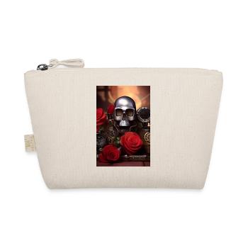 Metall Totenkopf mit Rosen - Bio-Täschchen - Natur - Vorne