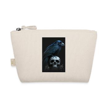 Rabe sitz auf Schädel Totenkopf - Bio-Täschchen - Natur - Vorne