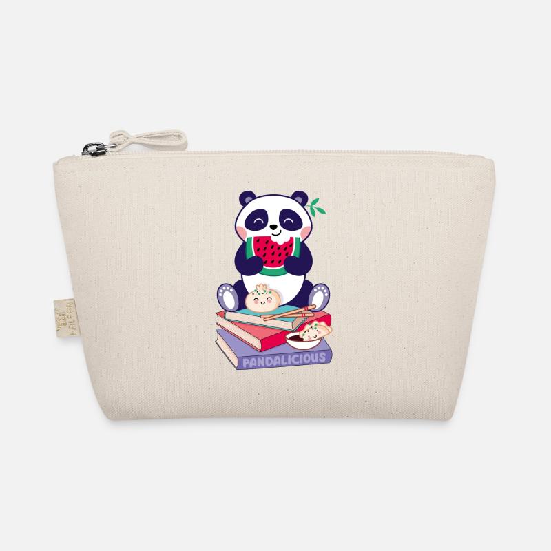 Panda auf Bücherstapel Bio-Täschchen