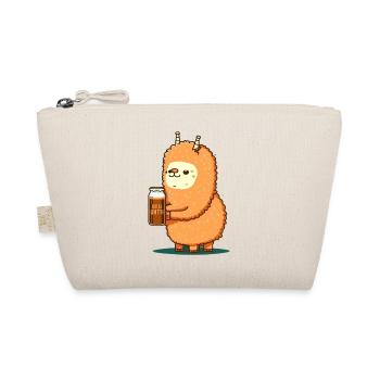 Süßes Flauschiges Alpaka mit Bier. Lama Geschenk - Bio-Täschchen - Natur - Vorne