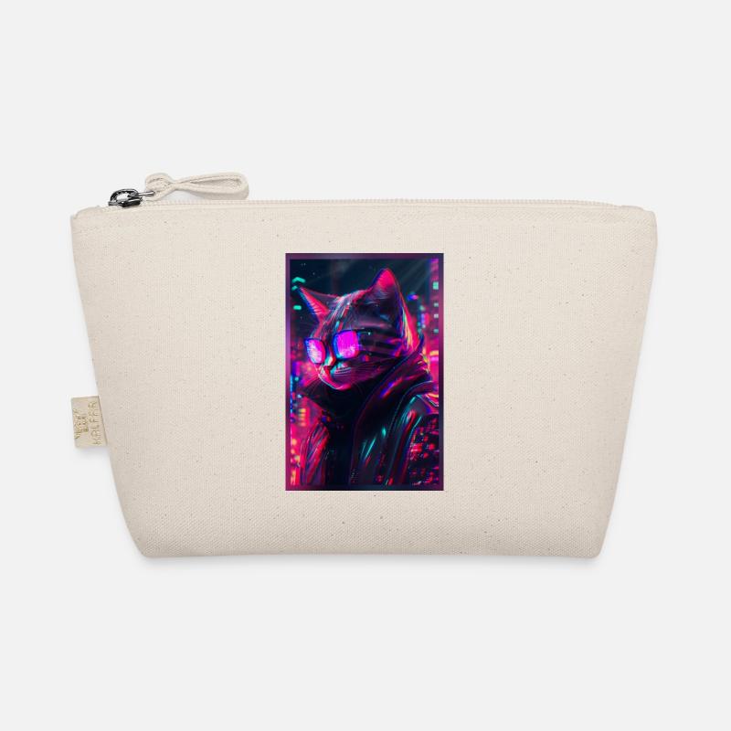 Techno Katze Japan Neon City Art Bio-Täschchen