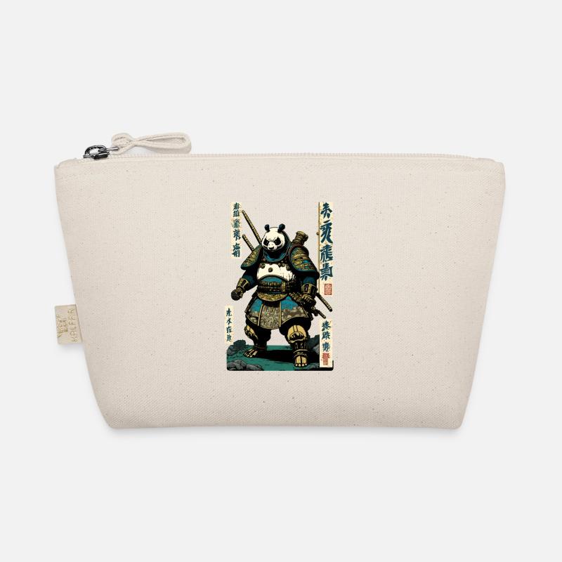 Panda in samurai armor in ukiyo-e style Organic Pouch