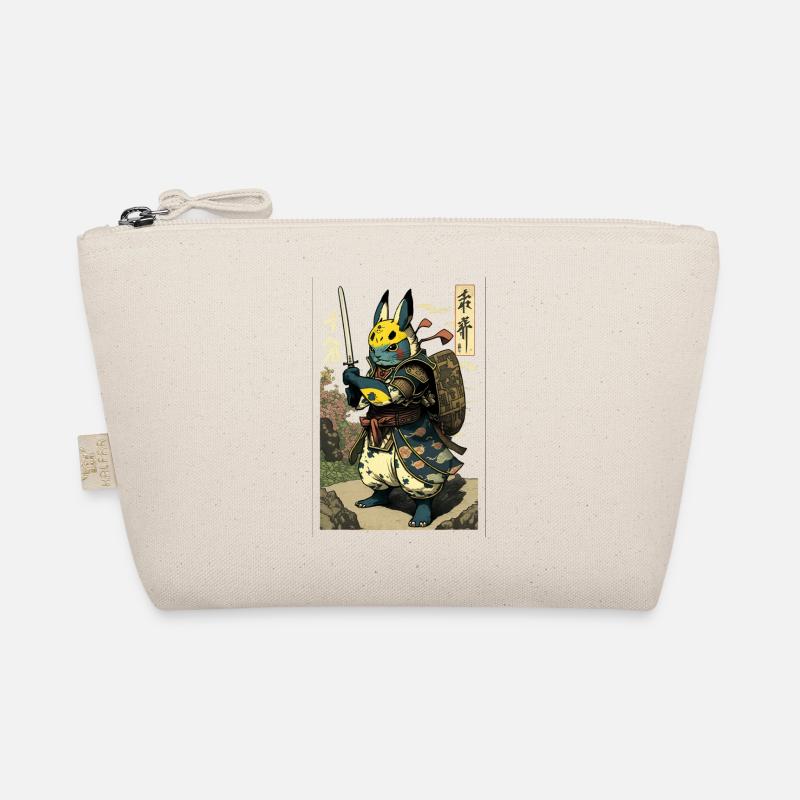 Japanese rabbit in samurai costume in ukiyo-e style Organic Pouch