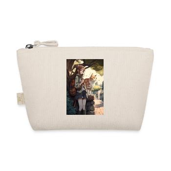 Anime Manga Katze Frau Geschenkidee - Bio-Täschchen - Natur - Vorne