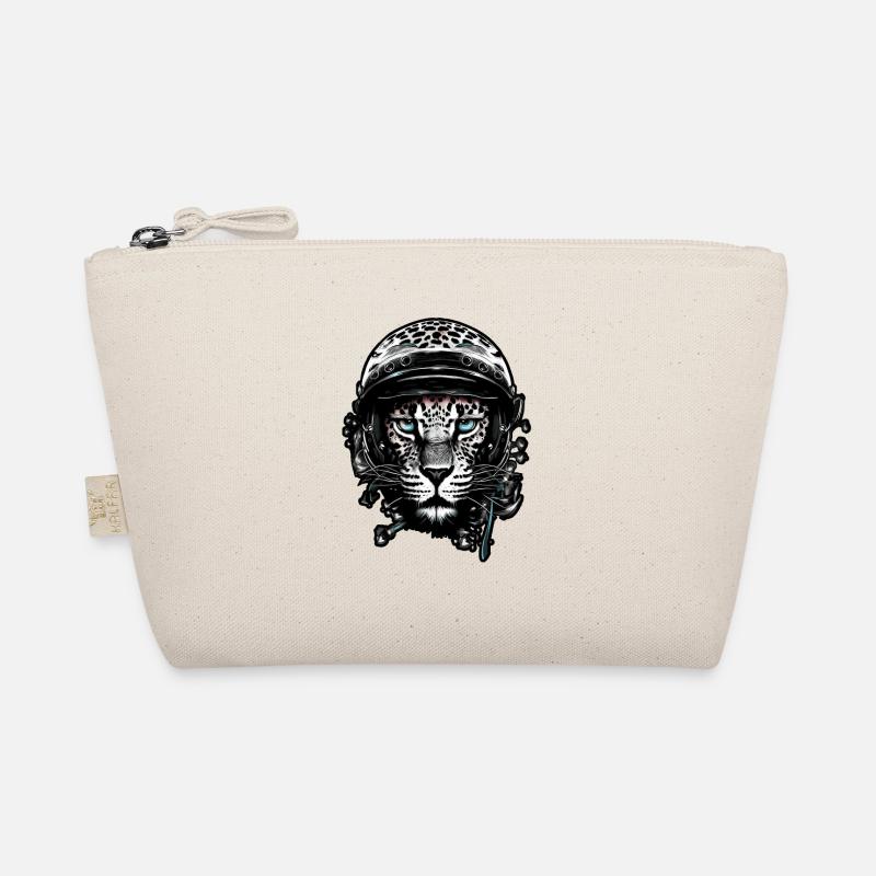 Cheetah, leopard with helmet , Digital Organic Pouch