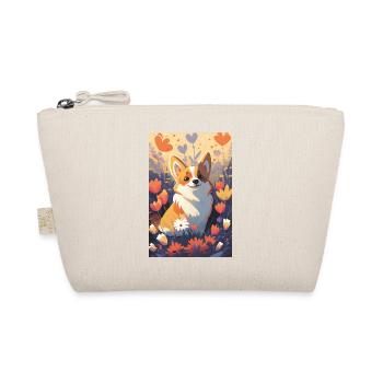 Happy Corgi in farbigen Blumen - Bio-Täschchen - Natur - Vorne