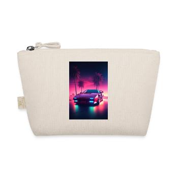 Eine Synthwave Fahrt in die Zukunft im Outrun Stil - Bio-Täschchen - Natur - Vorne